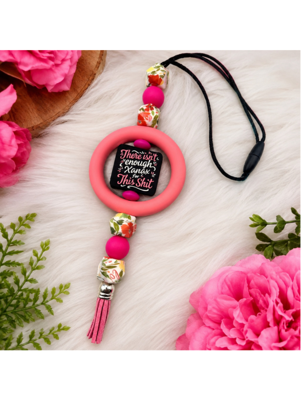 Funny Silicone Wristlet Keychain | “There Isn’t Enough Xanax for This Sh*t” Bead